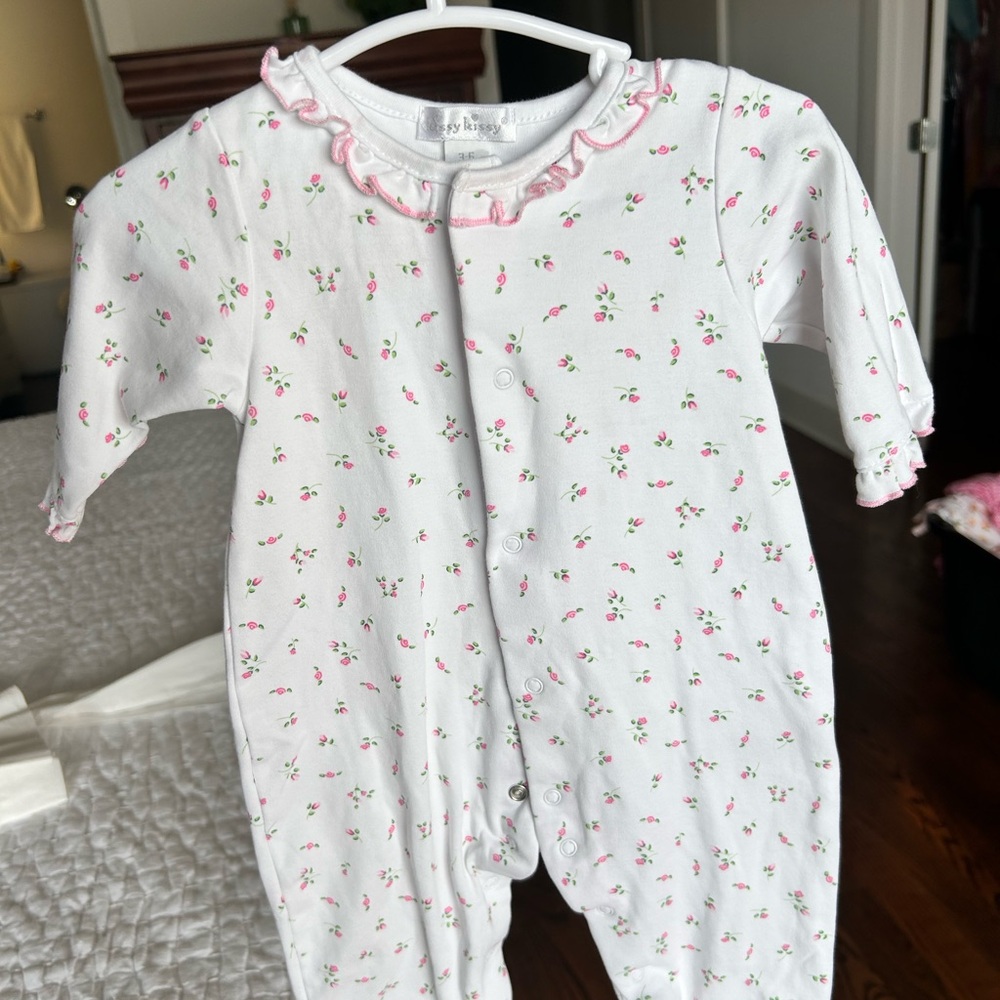 Kissy Kissy Pink Floral Footie 3-6 month